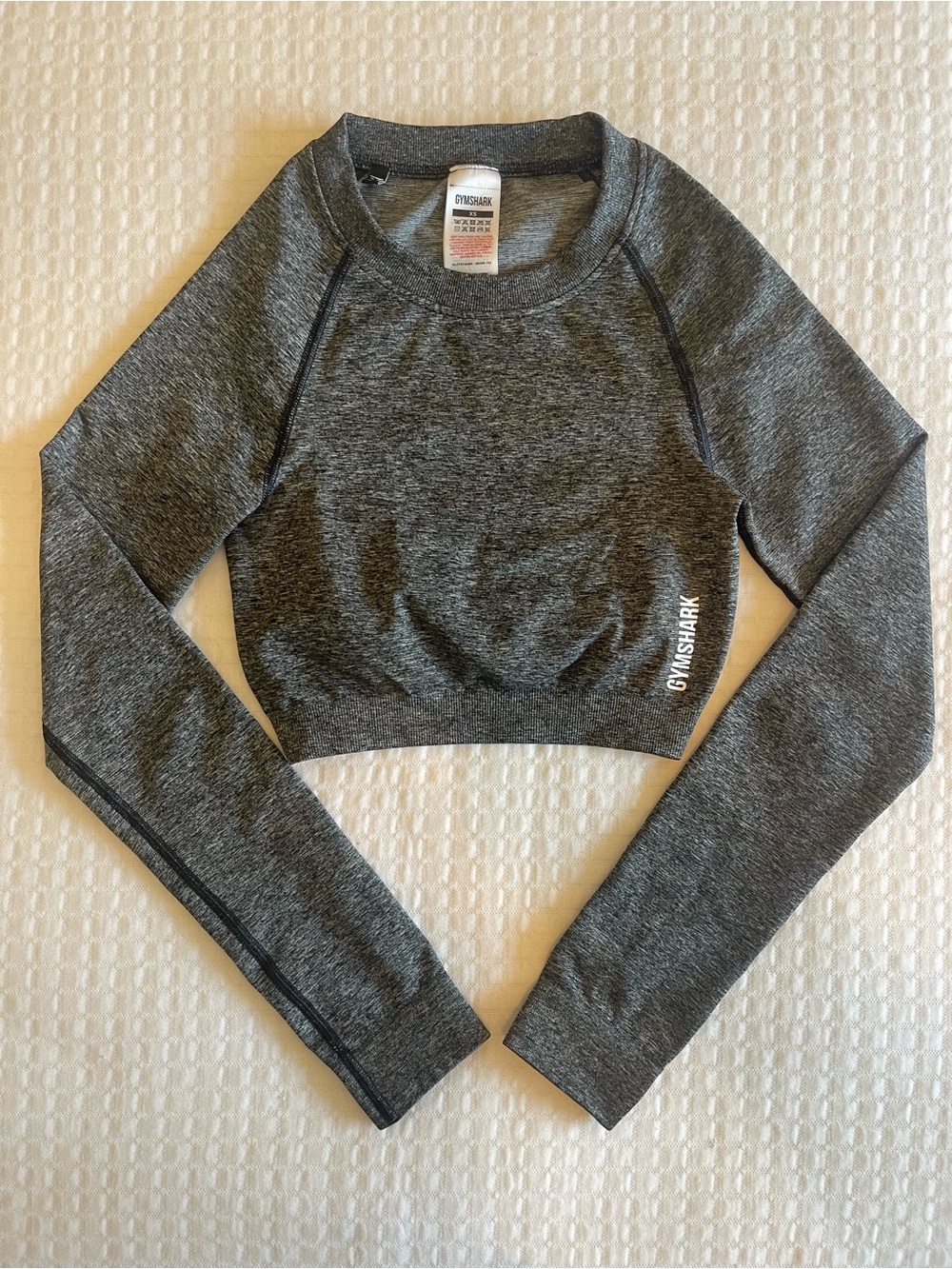 Gymshark Charcoal Heathered Grey Cropped Long-Sleeve Performance Top